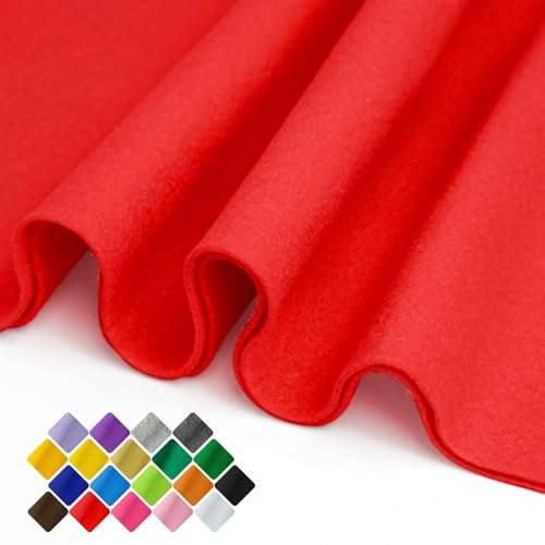 Image of 36 inch Wide Soft Felt Fabric by the Yard, 1.6mm Thick Durable & Flexible Craft Felt for Sewing, DIY Arts, Crafts and Decorations (Red, 2 /3Y)