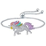 ALoveSoul Silver Tone Little Princess Rainbow Unicorn Pendant Girl Ladies Fashion Necklace Gift for Women
