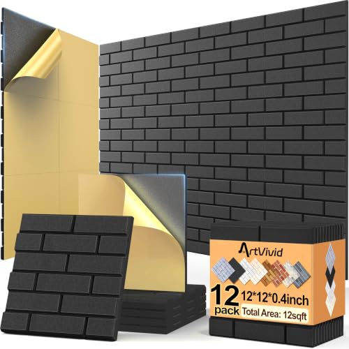 ArtVivid 12Pack Acoustic Panels, Brick Pattern Sound Proof Panels for Walls