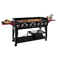 Grills House GB8003 Large Event 8-Burner Gas Grill, 104,000 BTU Liquid Propane Grill, Independently Controlled Dual Systems, Outdoor Party or Backyard BBQ, Black