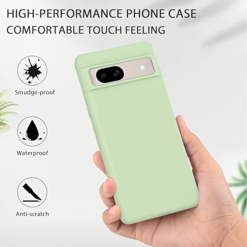 Image of MOBILOVE Back Cover Case for Google Pixel 8a | Pure Liquid Soft Matte Silicone Case with Logo and Comes with Camera and Screen Protection Back Cover for Google Pixel 8a (Mint Green)