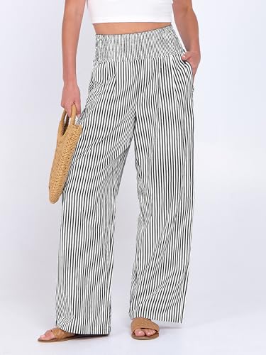 ANRABESS High-Waisted Striped Rayon Palazzo Pants — view 2