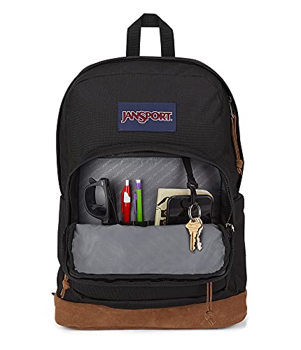 Jansport Right Pack Backpack - Travel, Work, Or Laptop Bookbag With Leather Bottom, Black #TOP4