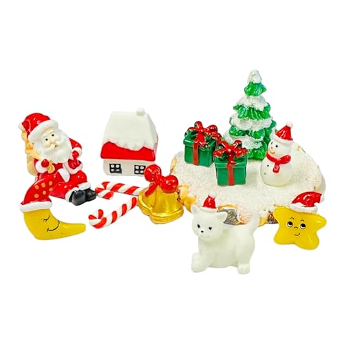 Image of Moira 13 pcs Christmas Theme Miniature Decoration Items for Shops, Cake Toppers Plants, Terrariums, Doll Houses, Fairy Gardens