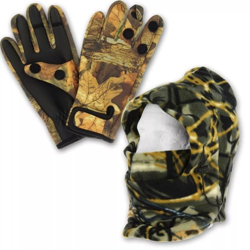 Juego de camuflaje con cubrebocas polar y guantes de neopreno talla M a XL