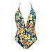 Maillot De Bain Tube Top Maillot De Bain À Glissière Tablier De Bikini Maman. Bikini Top pour Les Femmes Push Up Maillot De Bain One Piece pour Les Femmes Plus Taille (Yellow, S)