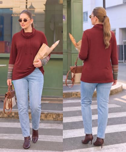 Image of CARCOS Womens Plus Size Tops Mock Neck Long Sleeve Shirts Turtleneck Tunics for Fall Winter XL-5XL