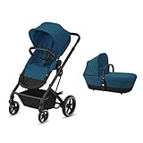 Lieferumfang: 1 x Balios S 2-in-1 Buggie, Aluminiumrahmen/Polyester Bezug, Maße (LxBxH): 79-90 x 60,5 x 101-110 cm (128 x 60 x 38 cm Faltmaß), Gewicht: 11,5 kg, Farbe: River Blue mit schwarzem Gestell