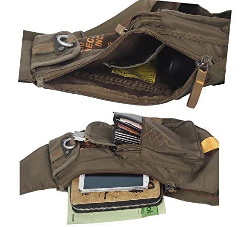 Innturt Nylon Sling Bag Daypack Chest Bag Messenger Backpack Outdoor Army Green & Yellow - Thumbnail 5