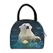 Hunhuni Borsa portapranzo a forma di orsetto polare bianco, isolata, riutilizzabile, per bambini, ragazzi, ragazze, scuola, ufficio, viaggi, picnic