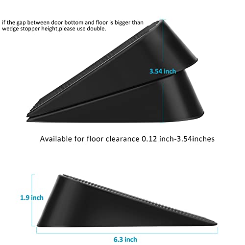 Big Door Stopper 2 Packs Heavy Duty Wedge Rubber Door Stop Works On All Floor Surfaces Height Up To 1.9 Inches Non-Scratching Doorstops Special For Home Office School Heavy Door (Black) #TOP6