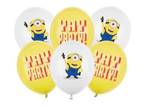 Lot de 6 ballons Minions 30 cm – Ballons pour hélium ou air – Ballons en latex Décoration de fête avec Mel & Yay Party ! Motif pour anniversaire...