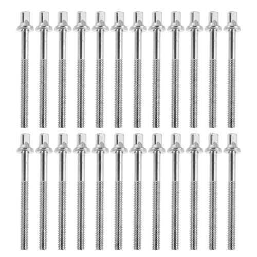 VICASKY 24 Pièces Vis pour Kit de Batterie 5mm X 60mm en Fer Argenté Résistant à L'usure Installation Rapide, Accessoires de Percussion pour Scène et Concerts