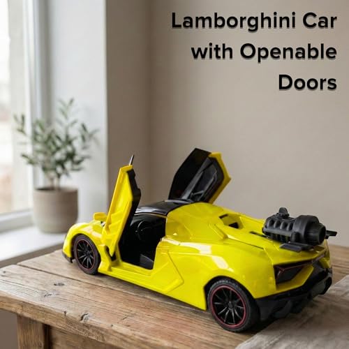 Image of Lilplay Rechargeable Lamborghini Racing Car with Remote Control, Sports Racing Car with Openable Doors, LED Light, and Smoke Effect, High Performance Rc Car for Kids, Boys and Girls