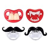 Funny Baby Pacifiers,Mustache Pacifiers for Babies 0-18 Months,Baby Teeth and Vampire Pacifier Funny Pacifiers for Boys and Girls BPA Free