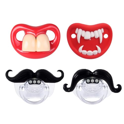 Funny Baby Pacifiers Mustache Pacifiers for Babies 0-18 Months Baby Teeth and Vampire Pacifier Funny Pacifiers for Boys and Girls BPA Free