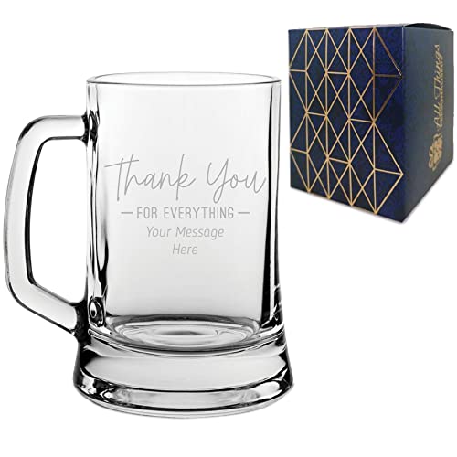 Personalised Engraved Beer Mug Stein with Thank You for Everything Design, Personalise with Any Message, Gift Box Included, Laser Engraved, Thank You Gratitude Retirement Teacher Gift