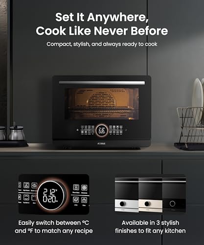 Image of FOTILE HYZK32-E3-B ChefCubii 1.1 cu. ft. 4-in-1 Combi-Steam Oven with Steam-Bake, Air Fry, Convection, Dehydrator Functions, and 50 Preset Menus, Black
