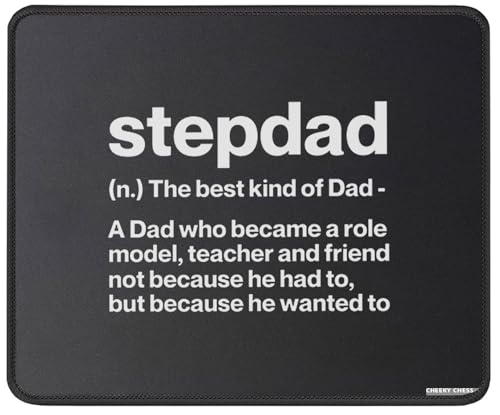 Funny Stepdad Definition Mousepad – Stepfather Step Dad Gift – Bonus Dad Mousemat for Desk 9.5 in, Medium, Black