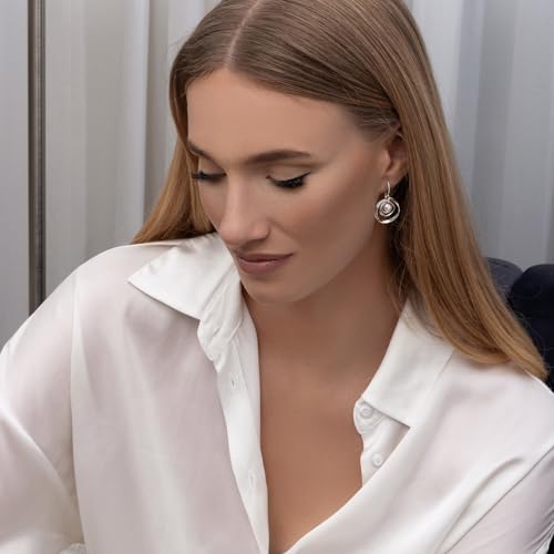 Jean Rachel Jewelry 925 Sterling Silver Dangle Earrings for Women with Freshwater Pearl - Free Form Vintage Design - Hypoallergenic, Lead & Nickel Free - Artisan Handcrafted Statement Earrings 5