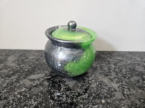Artisan Handmade Epoxy Resin Storage Jar with Vintage Grandma-Style Lid in Vibrant Green and Purple - Image 6