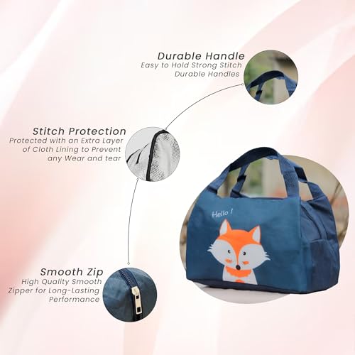 Image of The Earth Store Blue Fox Insulated Lunch Bag for Office, Men, Women | Lunch Box Bags | Travel Tiffin Bag | Polyester