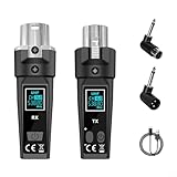 2.4G Wireless XLR Mikrofon System UHF Sender und Empfänger für Dynamische Mikrofone E-Gitarre Bass Audio Mixer PA Anlage 110dB Dynamikbereich 30-50m Reichweite(One to one)