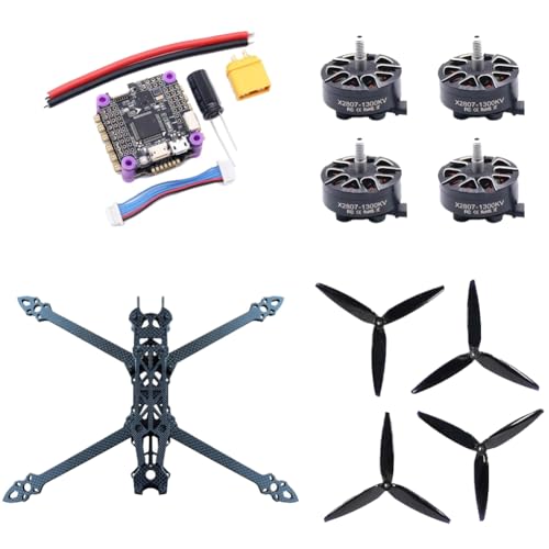 Uxsjakjsd Dron de Carreras MARK4 F4V3S de 7 Pulgadas, HD, FPV, Control de Vuelo, 45 A, ESC 4 en 1, Cuadricóptero con de Fibra de Carbono para Vuelo Libre.