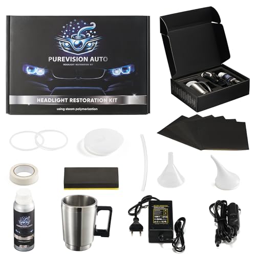Kit de rénovation de phares Voiture 200ml Professionnel – Polissage, Restauration et polymérisation Contre Le jaunissement, Rayures, opacité et oxydation – Contrôle Technique OK