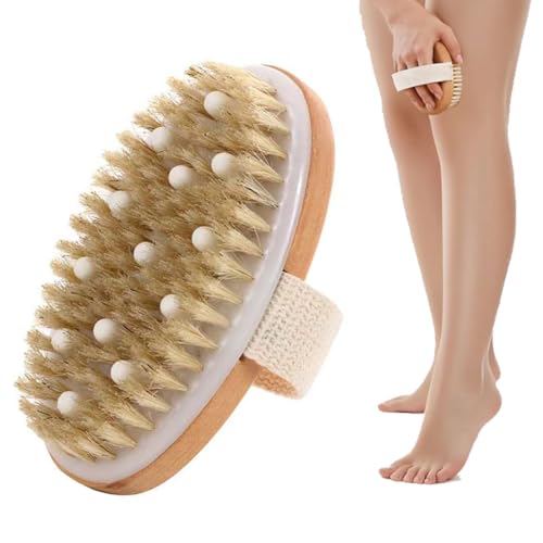 KIRZAX Cepillo Exfoliante Corporal,Cepillo de Cerdas Naturales,Eliminar las Toxinas de la piel Muerta,Drenaje LinfáTico y Tratamiento de Celulitis,Estimula la CirculacióN SanguíNea