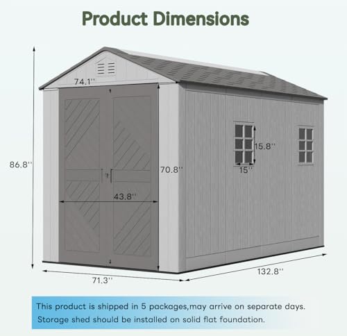 Image of KINYING 6x11 FT Outdoor Storage Shed with Floor,Resin Outdoor Garden Tool Shed with Windows,Lockable Weather Resistant Large Plastic Shed for Bike Storage,Lawn Mower,Pool Supplies