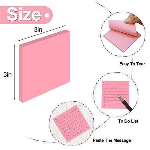 12 Pack Sticky Notes, 3x3 Inch Colorful Sticky Note, 55 Sheets/Book Bright Colors Self-Stick Notes Pads, Sticky Note Pads for Home, Office, School. Teacher Wish List(12 Color)