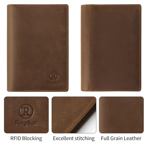 Ringsun Leather Passport Cover for Men Women, RFID Passport Wallet Case Travel Passport Holder for Family4