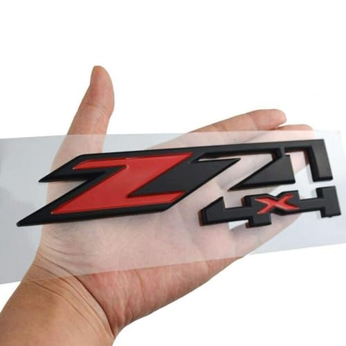 Image of 2Pack Z71 4x4 Emblems Badges Replacement for Chevy Silverado Sierra Tahoe Suburban 1500 2500hd 3500hd Decal (Black Red), EI-SilveCutom#2