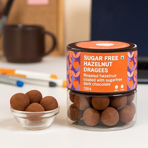 Image of Entisi Nutties Chocolates - Sugar Free Dark Hazelnut Chocolate Coated Dragees Jar - No Added Sugar - Keto Friendly Chocolate Snack - Gift Jar, Ideal for Gifting, Celebrations & Everyday Treats 120g