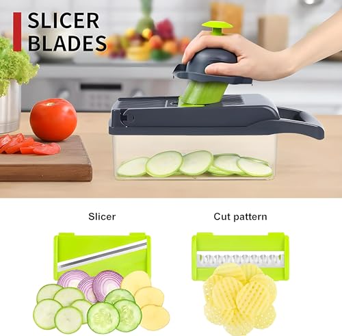 Vegetable Chopper 15 in 1 - Yongsters Mandoline Slicer & Food Chopper Dicer with Container - Manual Veggie Julienne Cutter, Cheese Grater & Kitchen Gadgets with Bonus Egg Slicer - Image 3