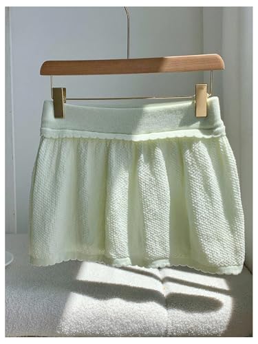 MakeMeChic Women's Knit Ruffle Mini Skirt Textured Going Out Sweater Short Skirts2