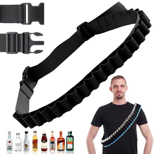 GTJEOI Cinturón de Cartuchos, 27 Agujeros Cinturón para Cartuchos de Caza, Bolsa de cartucho de Escopeta, 130 cm de Largo, cinturón de Bandolera de Concha Táctica para Caza al Aire Libre