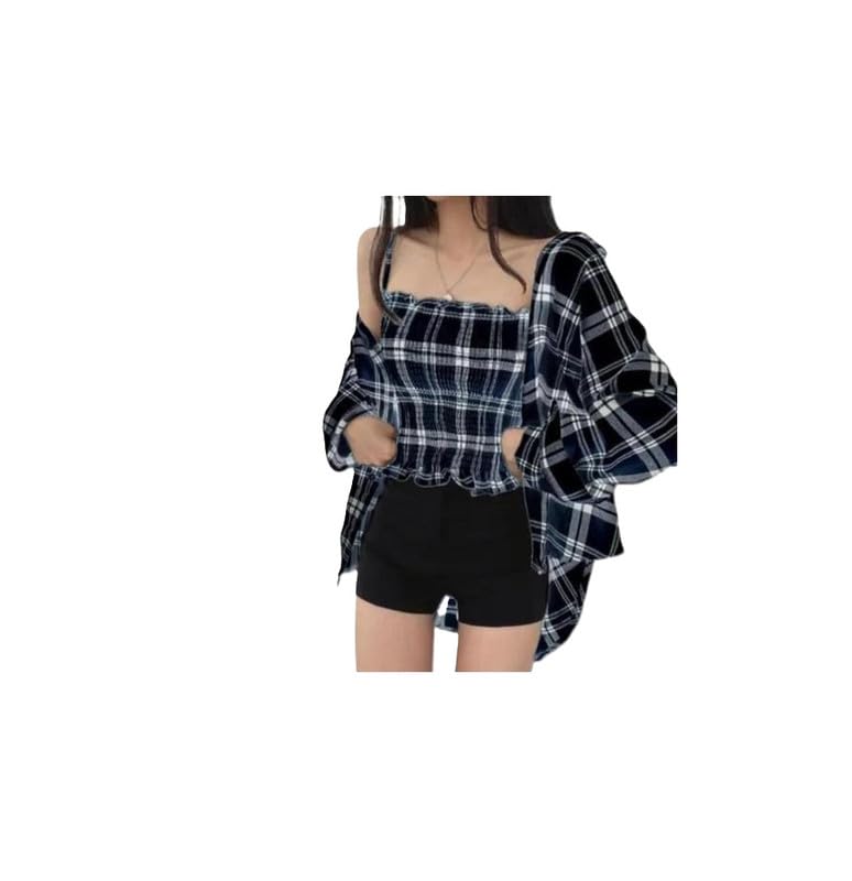 Umra Collection Women Checked Shirt Top Great for Simple Daily Look with Comfortable and Neat Appearance Now-picture-24