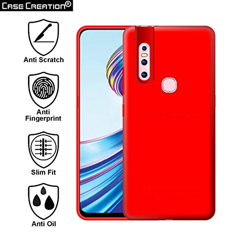 Image of Case Creation Luxurious OG Series for Vivo V15 Case Cover,Anti-Dirty Slim Case Frosted Matte Cute Candy TPU Raised Bezel (Splash of Color) Back Cover for Vivo V15 -Wine Red