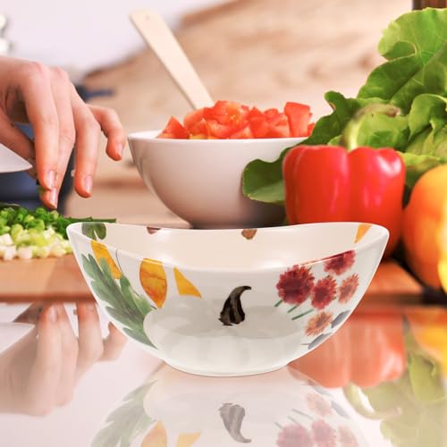 Abaodam X45EMWT381YT15X26FRGW Thanksgiving Salad Bowl, Ceramic Dessert Bowl Fall Food Serving Bowl Autumn Bowl Snack Candy Bowl Party Treat Container thumb #1