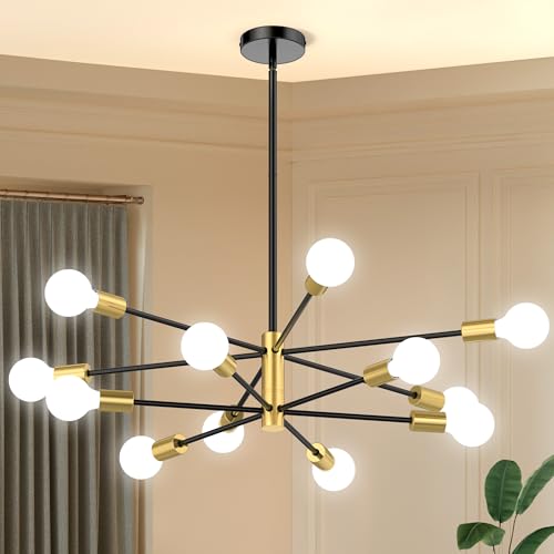 Phaosio Sputnik Chandelier 12-Light, Mid Century Modern Height Adjustable Ceiling