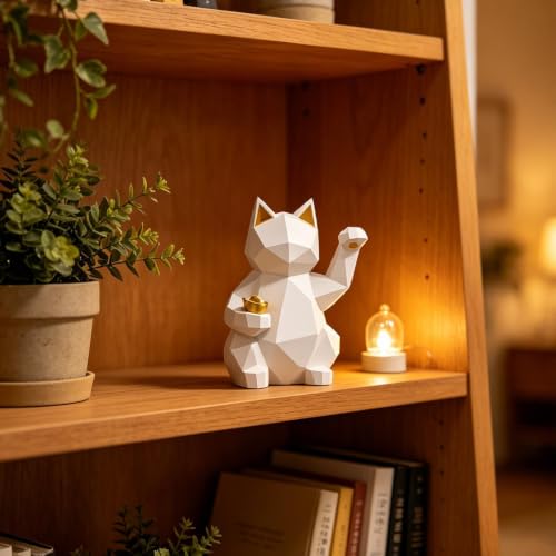 Chat agitant en résine pour dynamiser un bureau ou comptoir professionnel