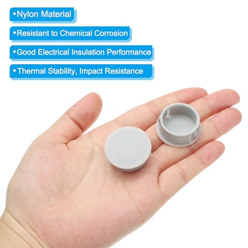 Image of PATIKIL Hole Plugs Plastic, 50 Pcs 25mm(1 inch) Screw Bumper Hole Plug Flush Snap Type Round Hole Cover Caps for Round Holes Cabinet Furniture Kitchen, Grey