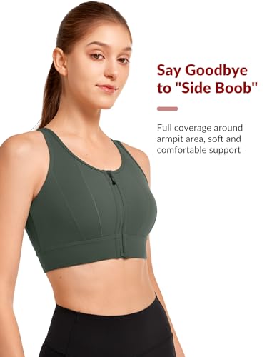 The Best Sports Bra for Large Breasts High Impact: A Real Talk Guide (I Tested 17 So You Don't Have To) 5 Yvette Front Closure Sports Bras for Women High Support Large Bust Supportive Sports Bra High Impact for Running,Dark Green,L