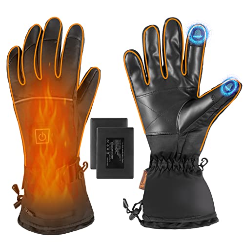 Woldsatr Heated Gloves for Men Women,Rechargeable Heated Glove Electric with 4000mAh Battery,Waterproof Motorcycle Heated Gloves with 3 Heating Levels for Working Camping Cycling Motorcycle(XL)