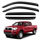 Window Visors Rain Guards for 2005-2015 Toyota Tacoma Double Cab, Out-Channel Window Vent Wind Deflectors Visors Shades for 05-15 Tacoma
