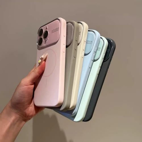 Protection objectif iPhone 14 coque silicone liquide magnétique rose - 6