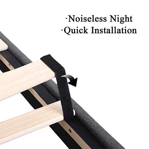 Feonase Queen Bed Frame With Type-C & Usb Ports, Upholstered Platform Bed Frame With Wingback Storage Headboard, Solid Wood Slats Support, No Box Spring Needed, Noise-Free, Gray #TOP6