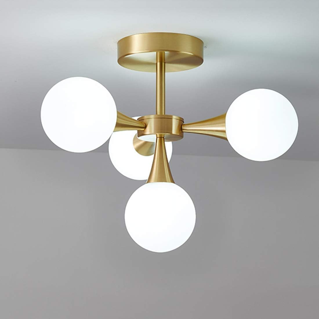 LED Chandelier Lamp, Glass Globe Flush Mount Ceiling Light, Antique Brass Gold Lighting Fixture, Magic Bean Molecule Ceiling Lamp, Indoor Lighting